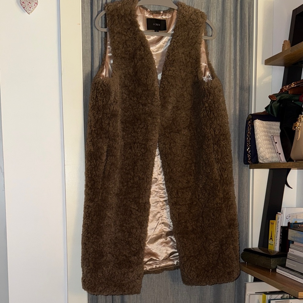 J Crew Long Vest in Recycled Sherpa